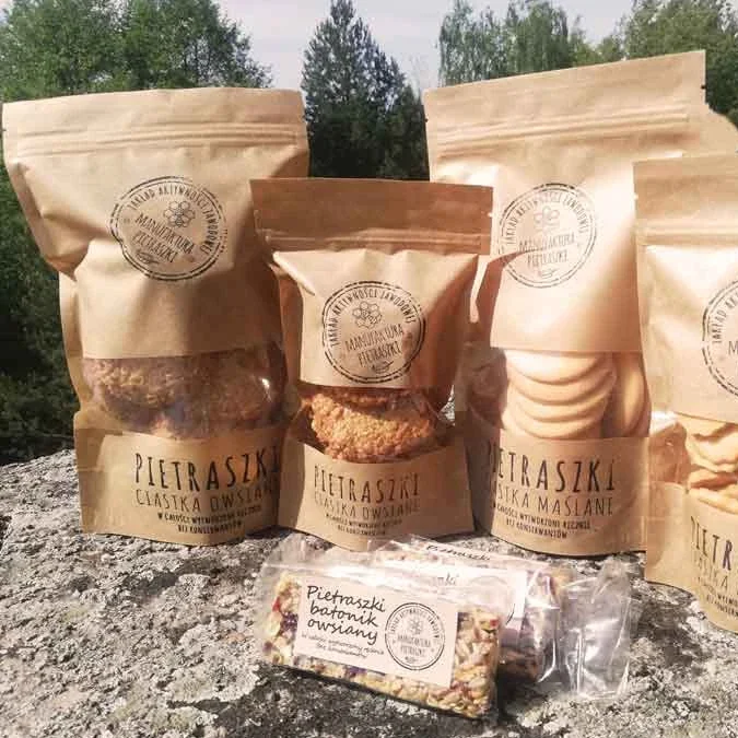 Opakowania ciastek i batoników owsianych Manufaktury Pietraszki